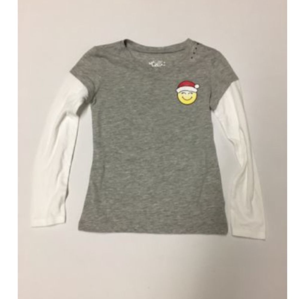 Justice Girls Size 6 Christmas Shirt Gray NWOT